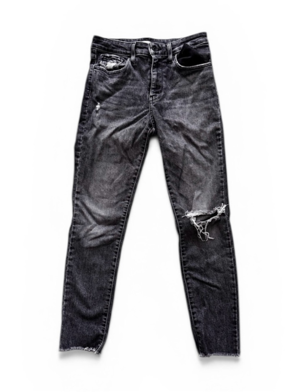 Levi's 721 High Rise Black Distressed Ankle Jeans | Size 29